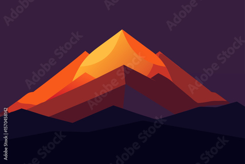 Majestic Mountain Peak A Stunning Low-Poly Sunset Illustration