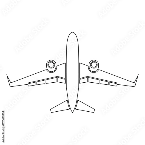 Airplane top view outline aircraft aviation