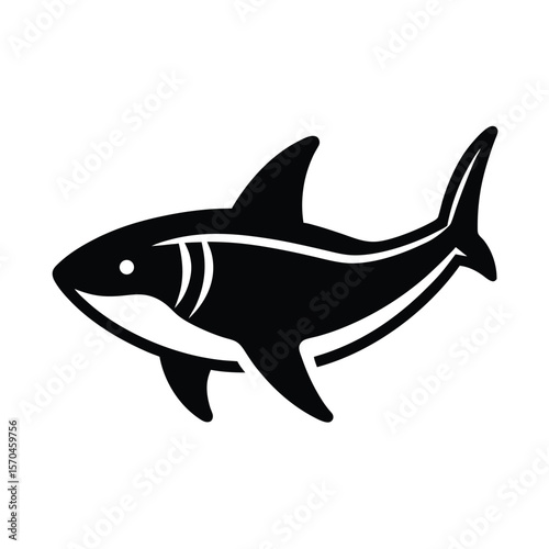 Blue Shark Icon Outline Vector Illustration
