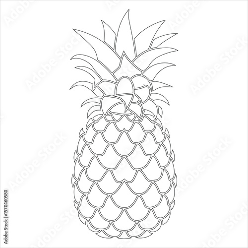 Stylized pineapple outline with leafy crown fruit tropical