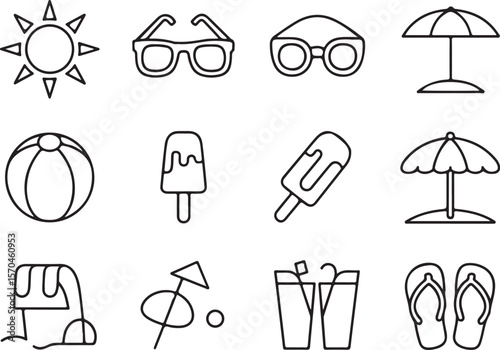 Minimal Summer Vacation Vector Icons

