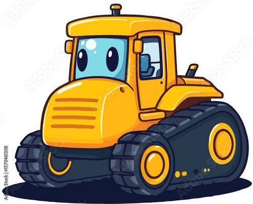 Energetic and graceful bulldozer, rendered in bright colors