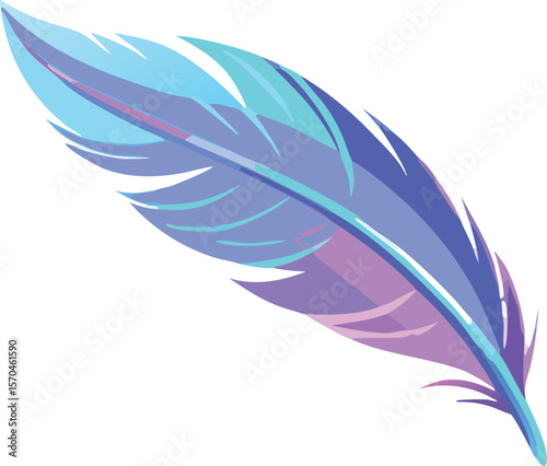 Blue purple feather illustration quill teal
