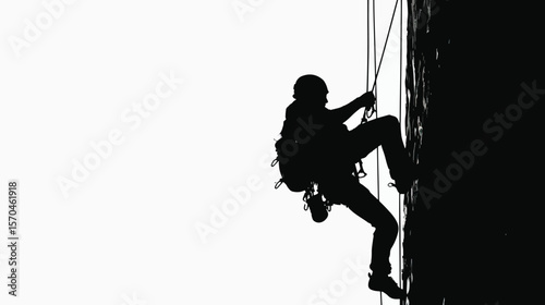 Silhouette Image Of Wall Climbing, black silhouettes isolated on white background