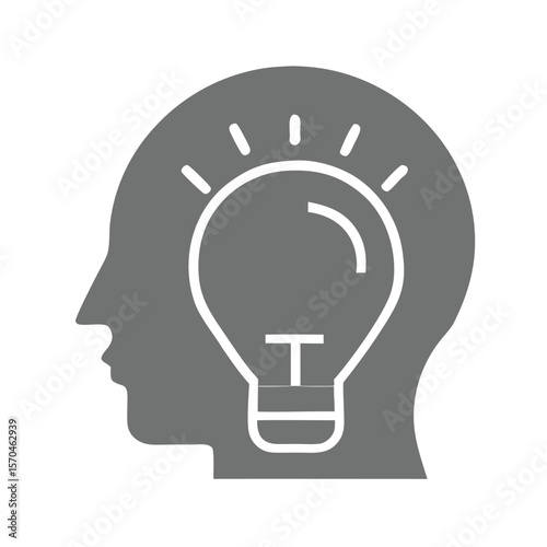Human head profile with lightbulb idea symbol vector