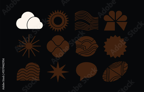 Abstract Brown and White Geometric Shapes: Minimalist Design Elements