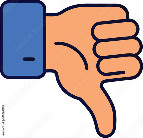 Blue cuff hand thumbs down gesture vector
