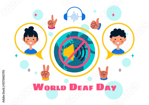 World Day of the Deaf Vector Illustration on September 26 to Raise Awareness About Hearing Loss Prevention and Ear Treatment in a Flat Background