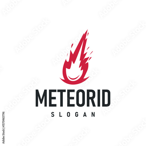 outer space concept with meteorite logo, space rock as asteroid simple silhouette vintage symbol illustration brand or business product and design template