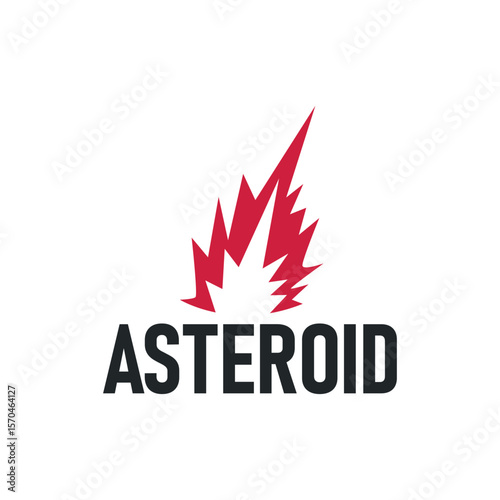 outer space concept with meteorite logo, space rock as asteroid simple silhouette vintage symbol illustration brand or business product and design template