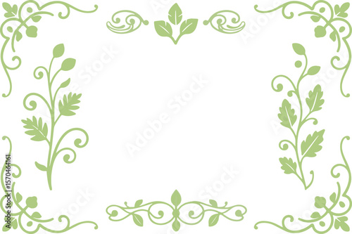 Elegant Sage Green Floral Frame; Vintage Style, Botanical Design, Serene Mood