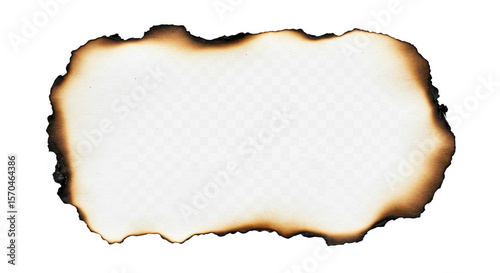 Burnt Paper Texture with Fire Edge on Transparent Background