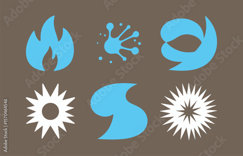 Abstract Blue and White Shapes: Modern Minimalist Design Elements