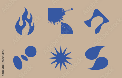 Abstract Blue Shapes: Modern, Minimalist, and Energetic Design Elements.