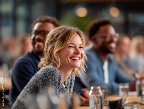 Smiling woman in a conference