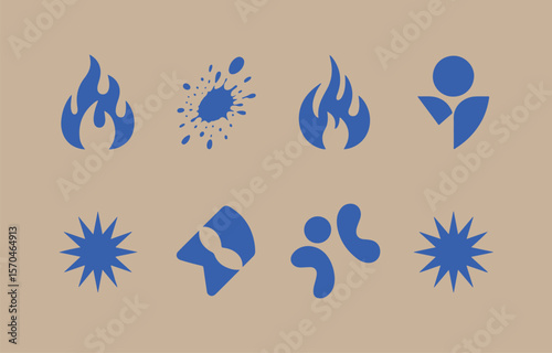 Abstract Blue Icons:  Energy, Movement, and Creativity Design Elements