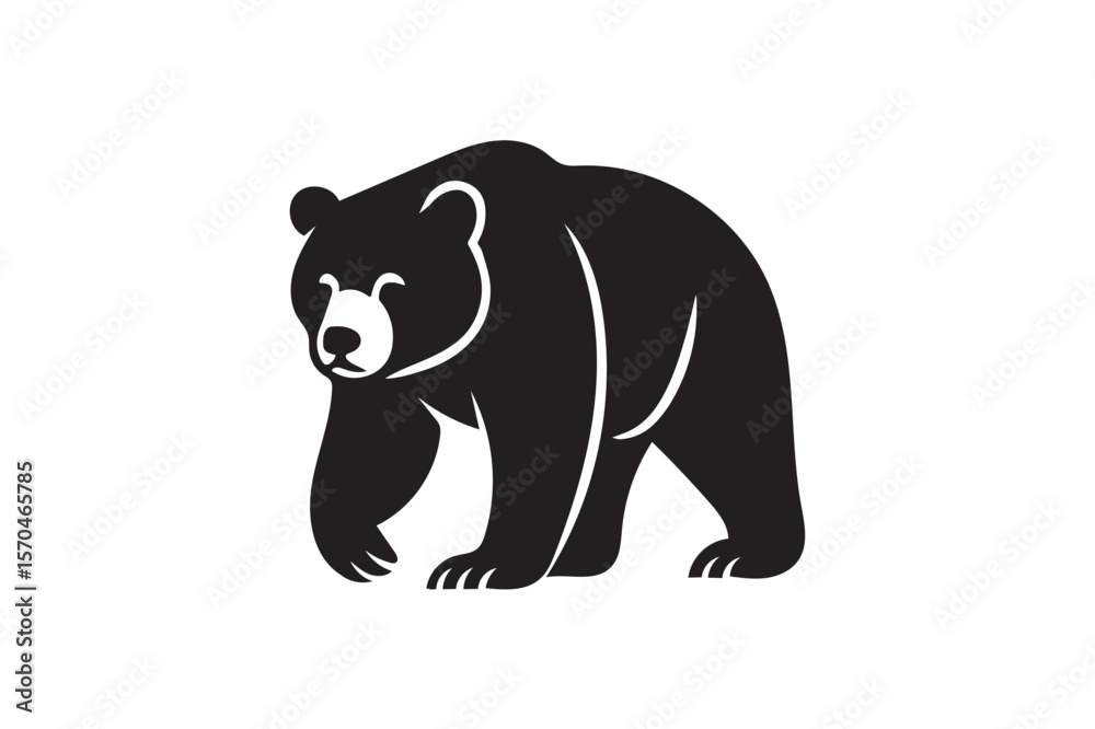 Obraz premium Bear silhouette on white background.01