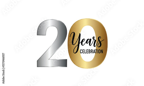 20 Years Celebration text on white background