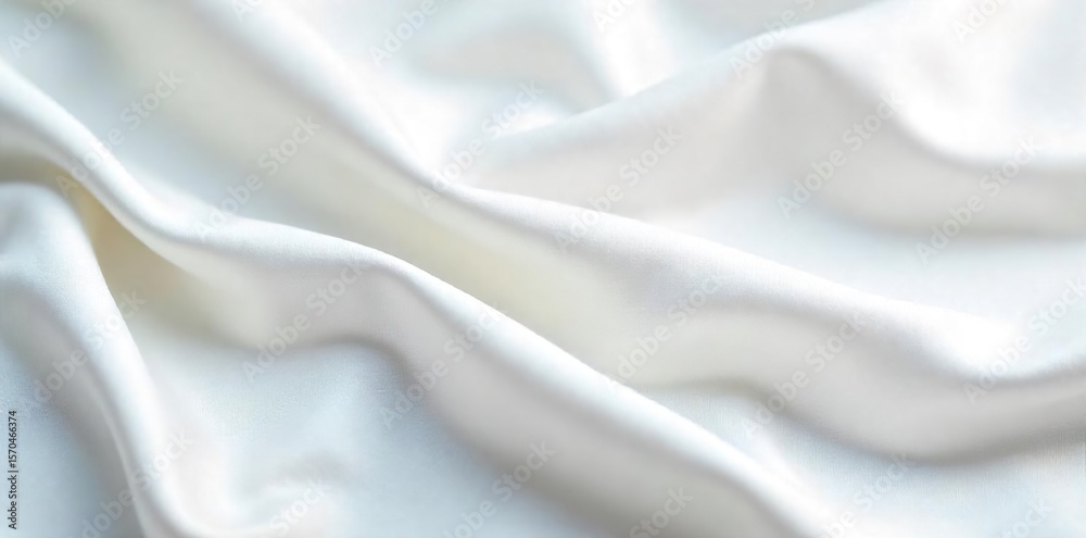 Obraz premium Luxurious White Silk Fabric Elegant Draped Texture for Fashion Design and Advertising