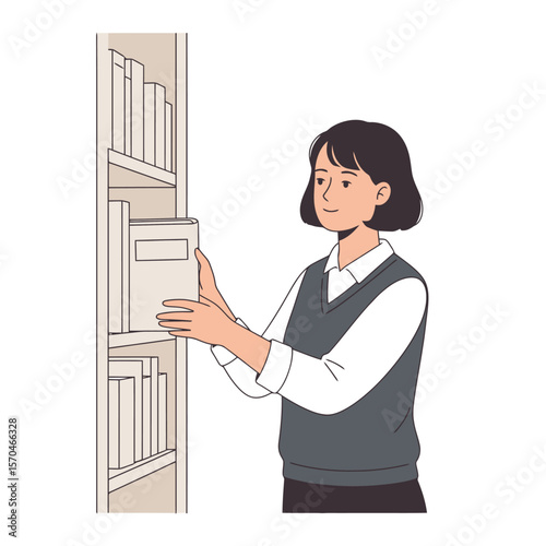 Browsing Books: A Student Choosing a Library Book