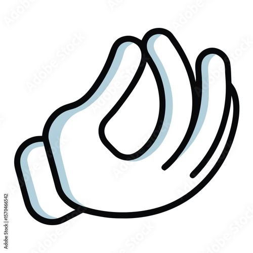 Hand gesture pinching fingers light blue outline vector