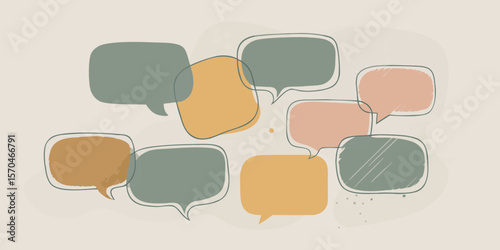 Hand Drawn Speech Bubbles in Earthy Tones for Social Media and Design