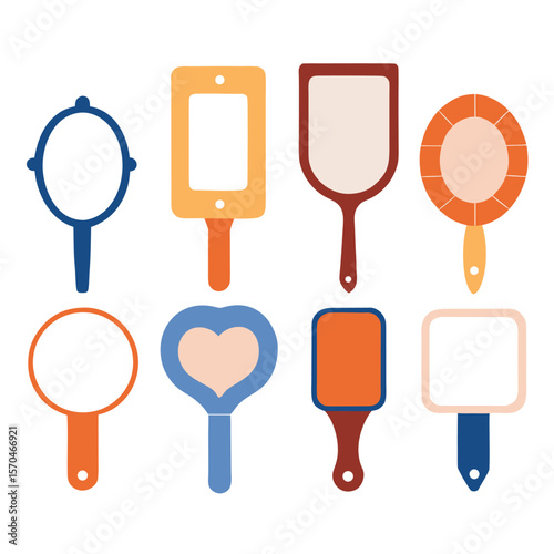 Various hand mirrors in different shapes and colors vanity beauty