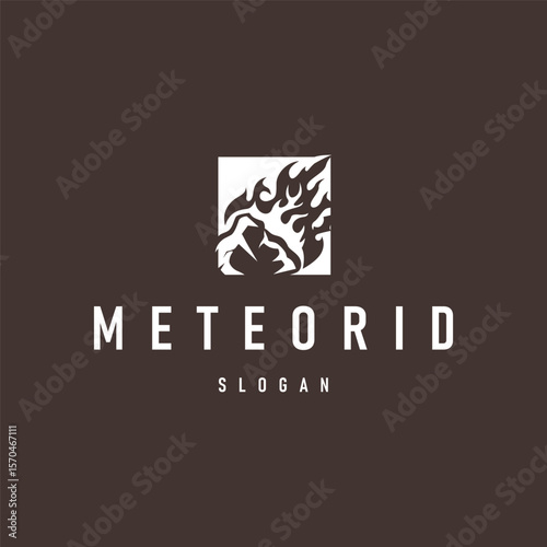outer space concept with meteorite logo, space rock as asteroid simple silhouette vintage symbol illustration brand or business product and design template