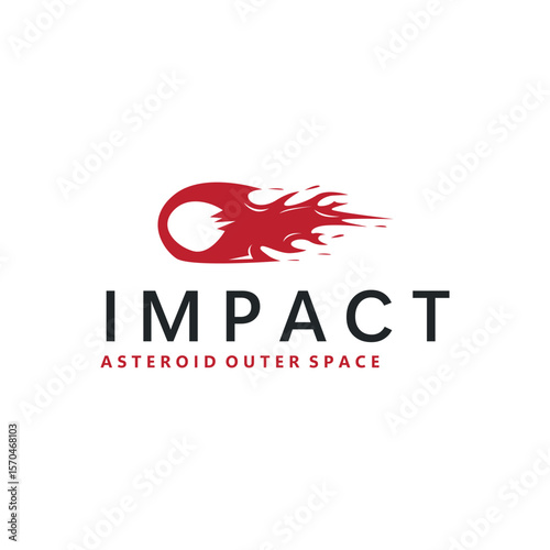 outer space concept with meteorite logo, space rock as asteroid simple silhouette vintage symbol illustration brand or business product and design template