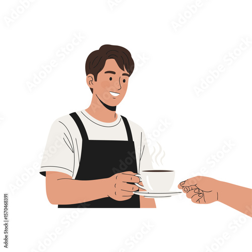 Coffee Service: Barista Offering a Cup