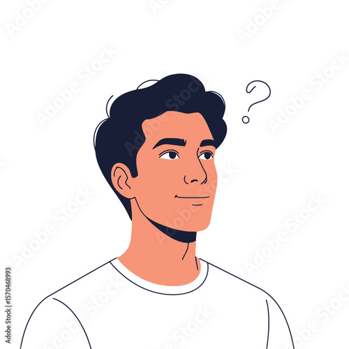 Man with Question Mark: Contemplation and Doubt
