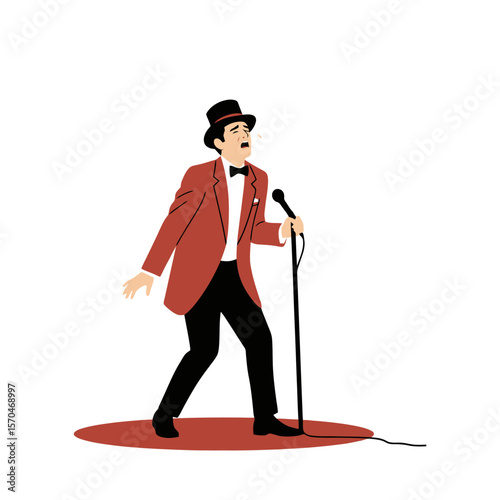 Retro Singer Performing with Passion on Stage