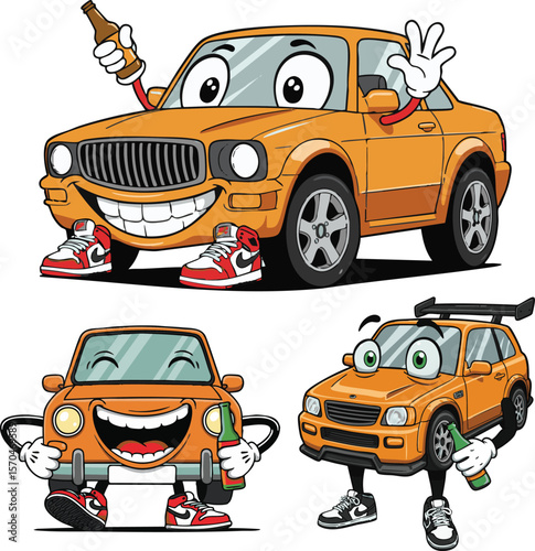 set of cartoon cars