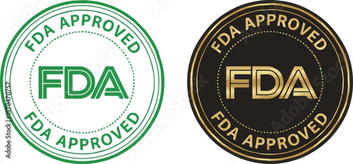 FDA Approved stamp in green and gold on white background