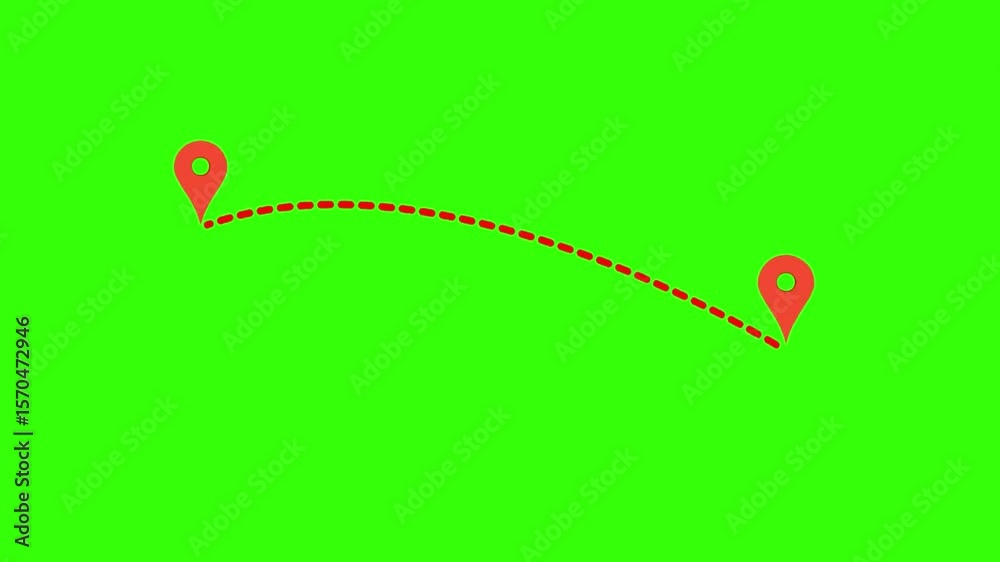 Gps Geolocation Animation Map Location Animation on Green Screen – GPS Pin Drop, Route Tracking ...