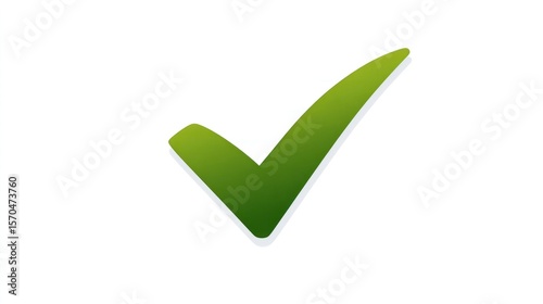 Modern green checkmark symbol on white, flat vector style. Simple, clean design representing approval and success.