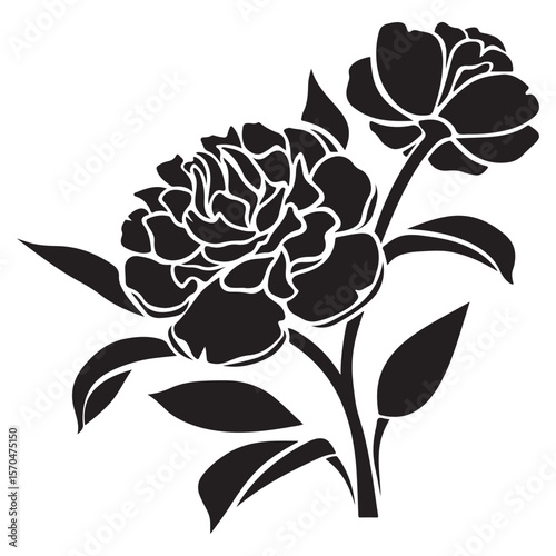 Black and white floral vector illustration with artistic flower design elements