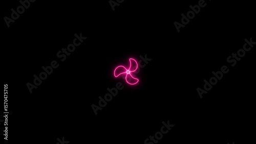 Neon Windmill Toy Icon. Wing Speeding fan Icon Animation. Neon Fan Icon Animation. Electric Fan Icon.