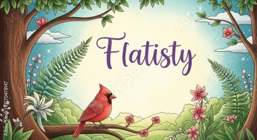 Enchanting Woodland Scene with Cardinal and Wildflowers