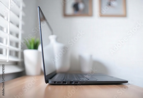 working on laptop