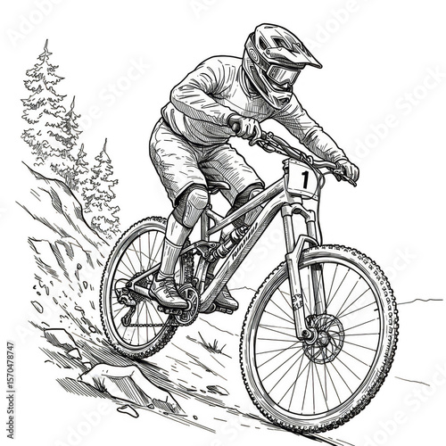 Downhill Mountain Bike Biker Cyclist Sport Illustration Transparent Background