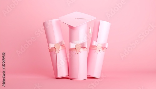 Graduation scrolls in pink