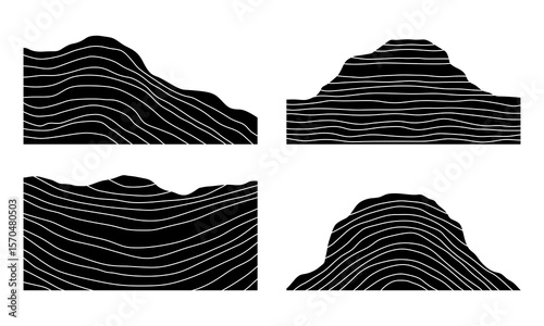 Black and white sedimentary rock mountain	