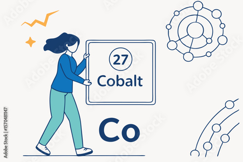 Person Carrying Cobalt Element Symbol Illustration