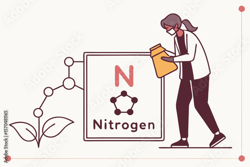 Scientist Applying Nitrogen Fertilizer to Plants