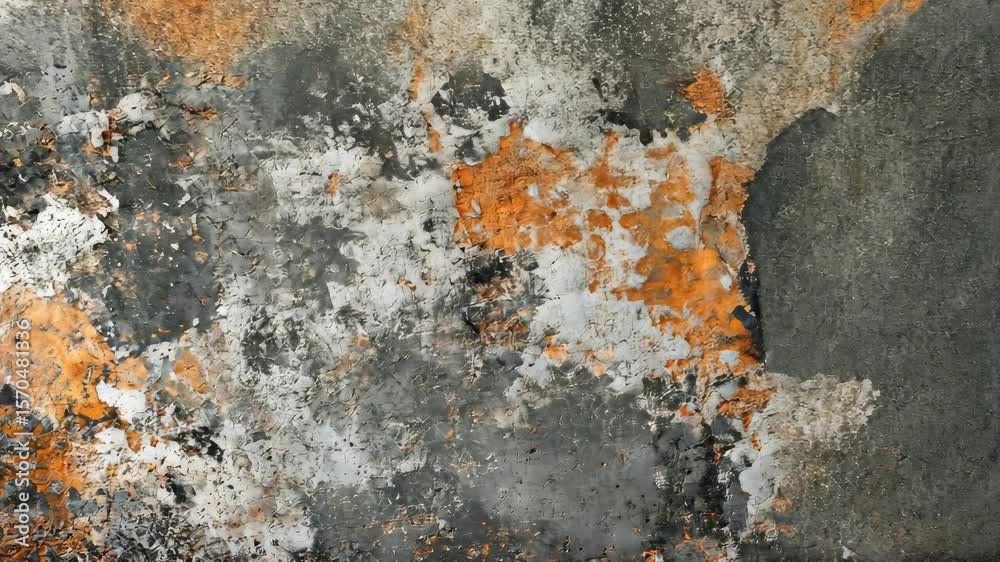 Abstract textured background featuring rust and peeling paint with orange and gray tones