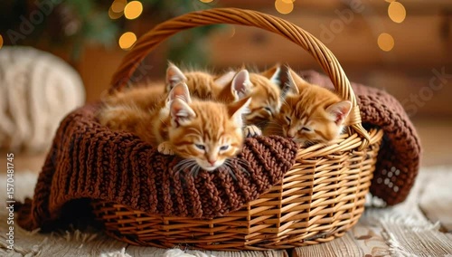 Wallpaper Mural Adorable kittens sleeping peacefully in a cozy basket, a heartwarming scene perfect for evoking feelings of warmth and comfort Torontodigital.ca