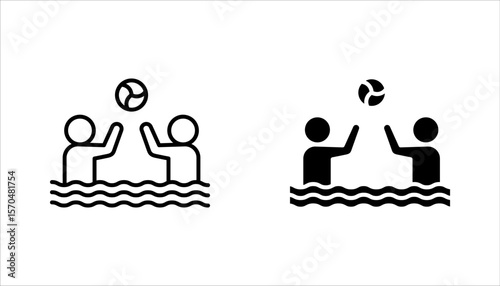 Premium water polo line icon set for app, web and UI. vector illustration on white background