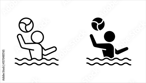 Premium water polo line icon set for app, web and UI. vector illustration on white background