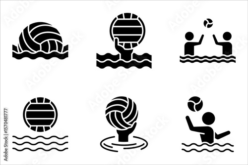 Premium water polo line icon set for app, web and UI. vector illustration on white background